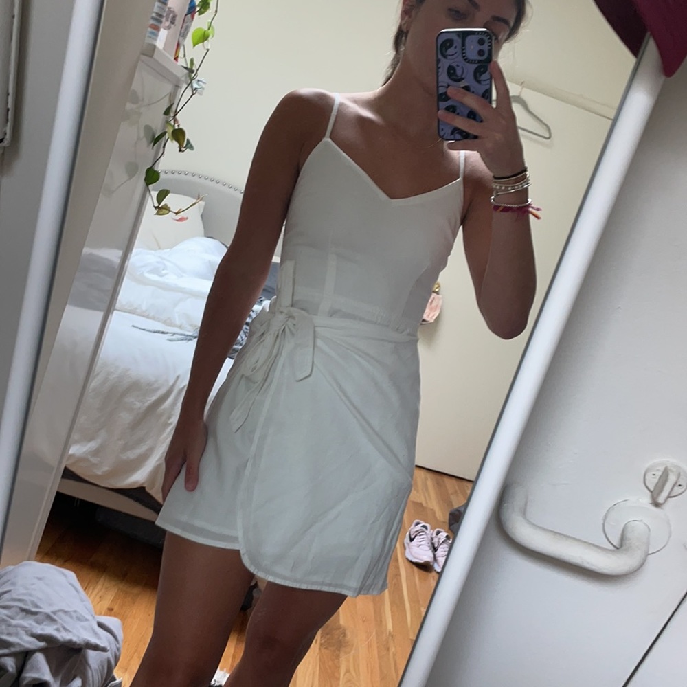 A&F white wrap dress
